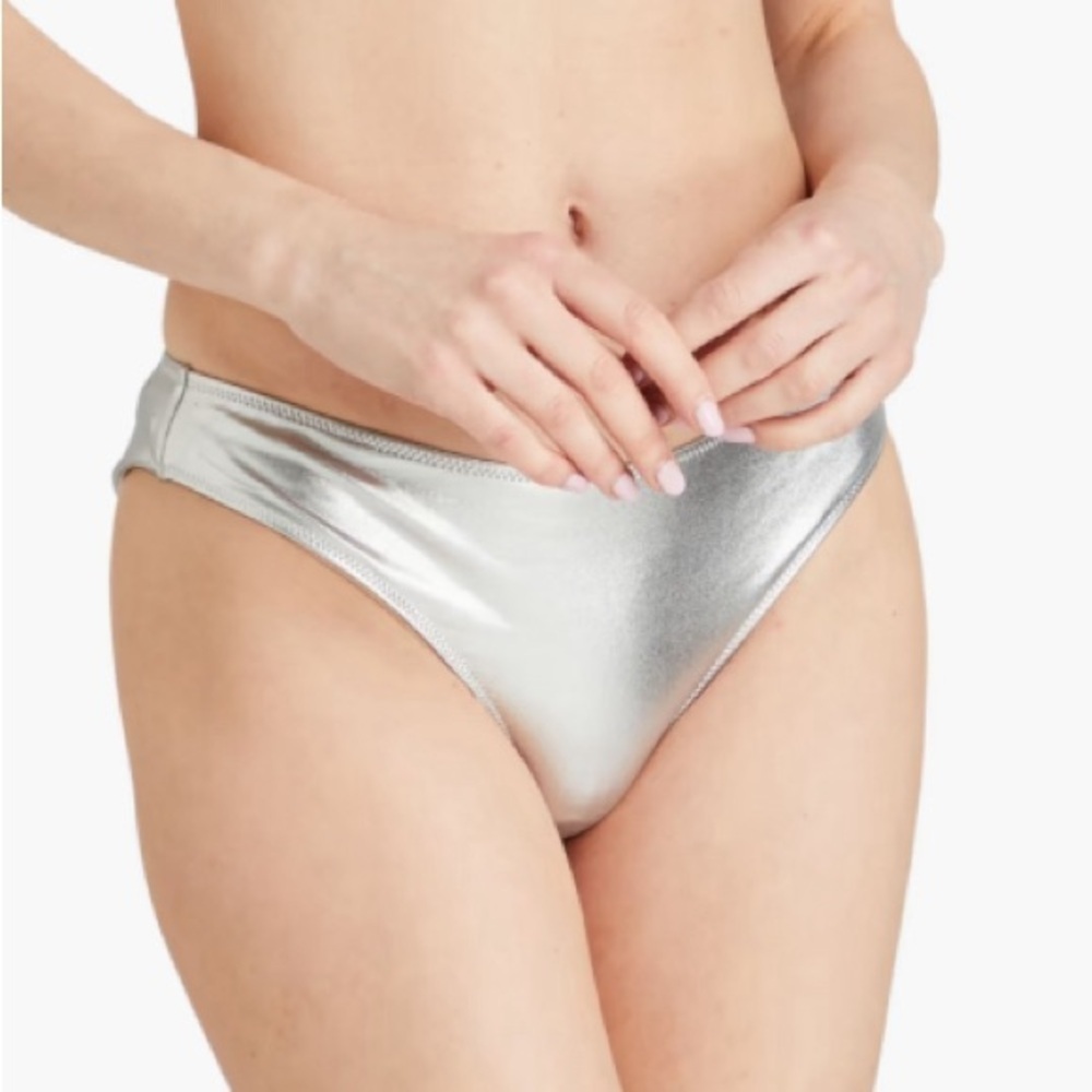 Solid & Striped Nani Silver Metallic Bikini Bottom X Large